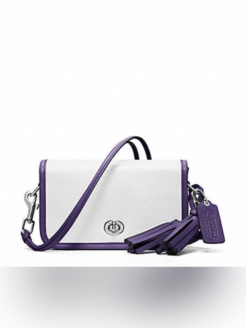 RARE Coach Legacy Archival White & Purple Leather Crossbody with Tassel sm